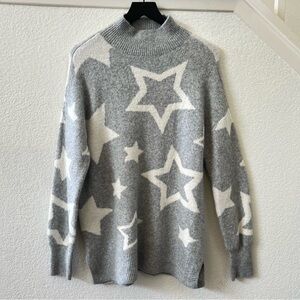 Lou & Grey Sweater Gray White Soft Cozy Mockneck Starstruck Pullover Size M